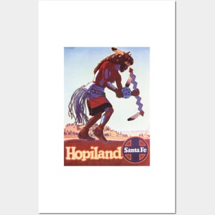 HOPILAND Native Buffalo Dancer Santa Fe Railway Vintage Travel Posters and Art